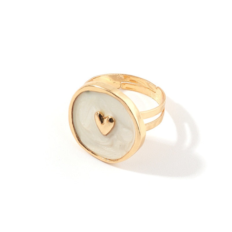 Creative Wedding Heart Star Moon lightning Round Gold Color Ring