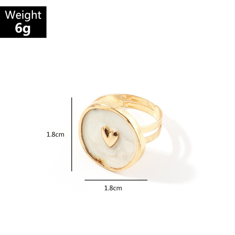 Creative Wedding Heart Star Moon lightning Round Gold Color Ring
