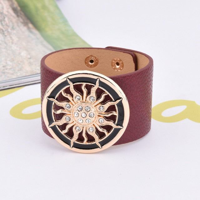 Wide Circle Buckle Bracelet & Bangles Adjustable Wrap Bracelet
