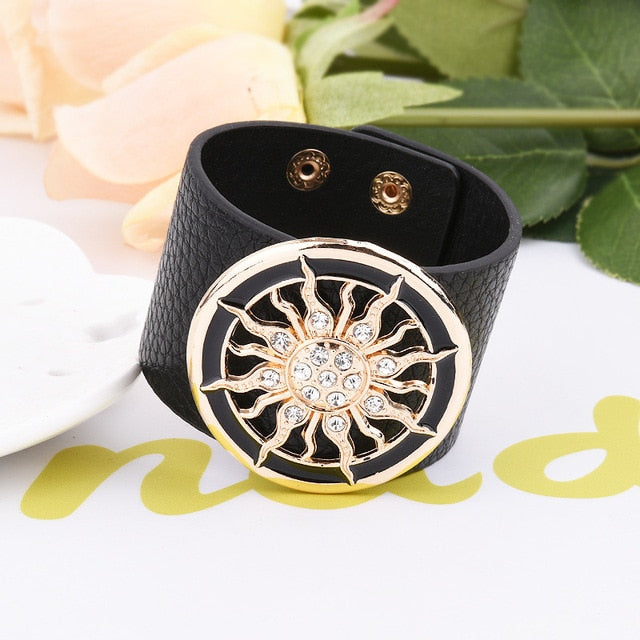 Wide Circle Buckle Bracelet & Bangles Adjustable Wrap Bracelet