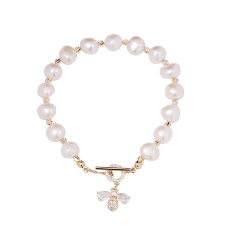 Baroque Natural Pearl String Bracelet For Woman