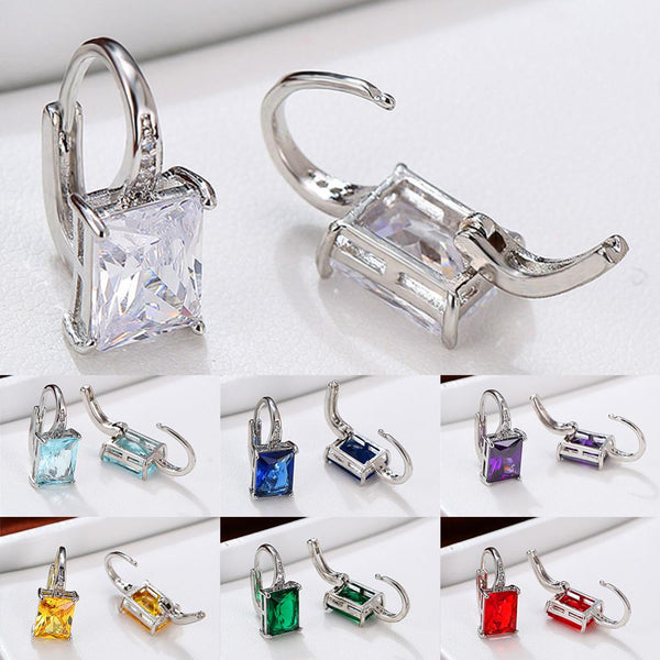 Pendientes de circonita azul para mujer, modernos y pequeños con clip.