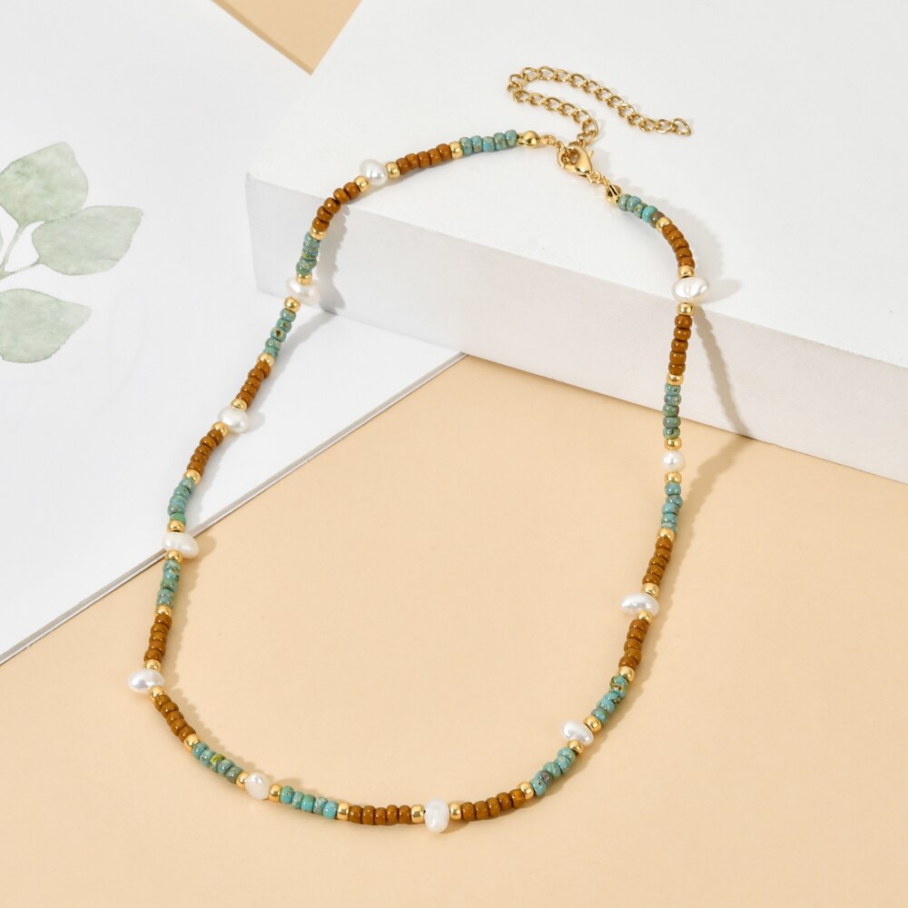 Boho Cute Pearl Choker Necklace