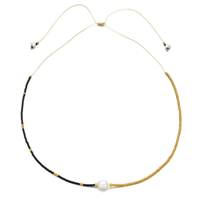 Boho Cute Pearl Choker Necklace