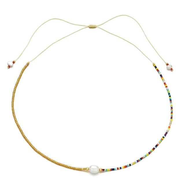 Boho Cute Pearl Choker Necklace