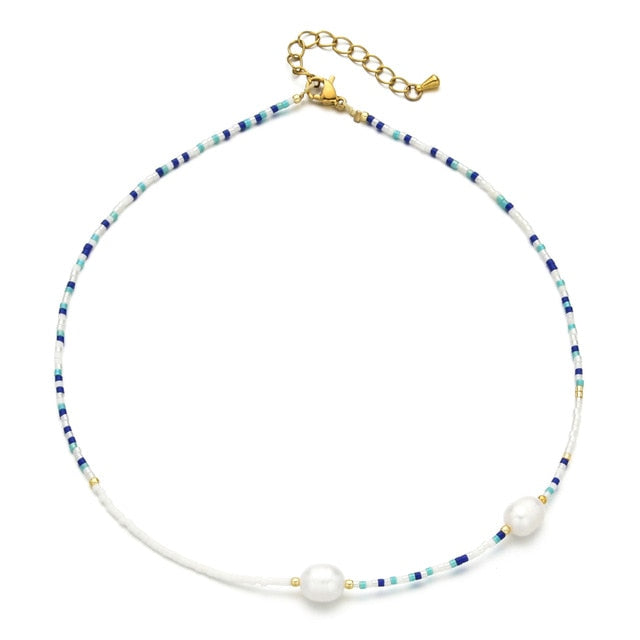 Boho Cute Pearl Choker Necklace