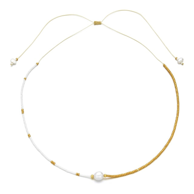 Boho Cute Pearl Choker Necklace