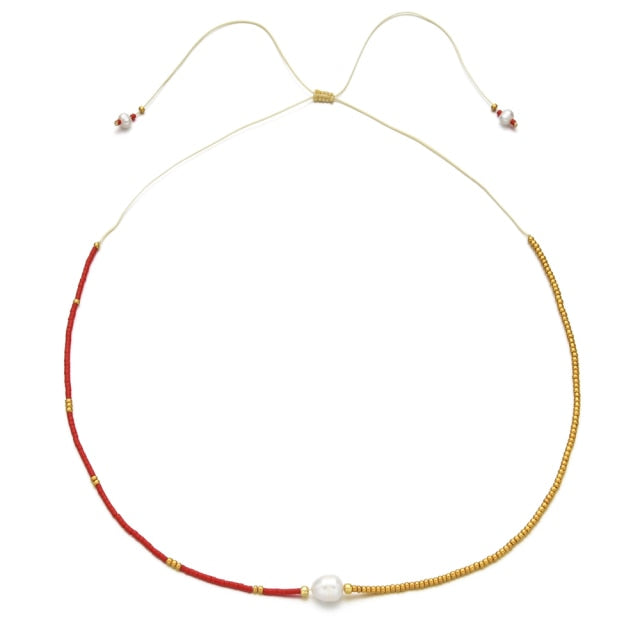 Boho Cute Pearl Choker Necklace