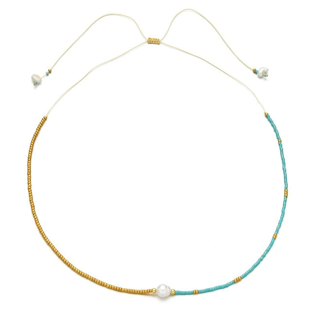 Boho Cute Pearl Choker Necklace