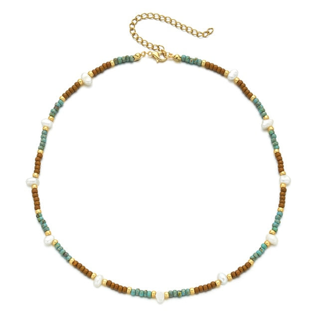 Boho Cute Pearl Choker Necklace