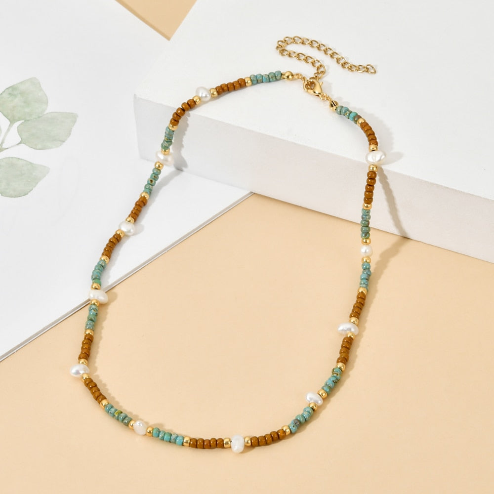 Boho Cute Pearl Choker Necklace