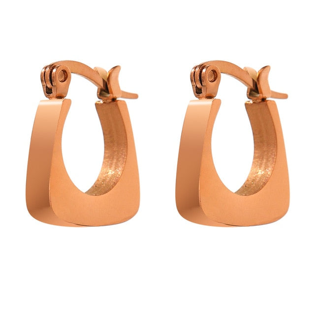 316L Stainless Steel  Fashion Square Geometric Hoop Earrings