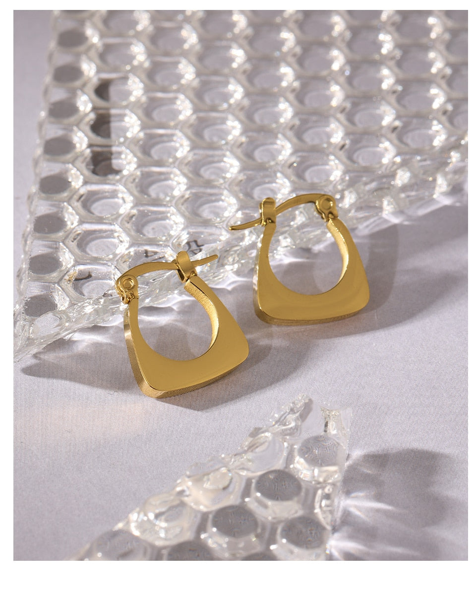 316L Stainless Steel  Fashion Square Geometric Hoop Earrings