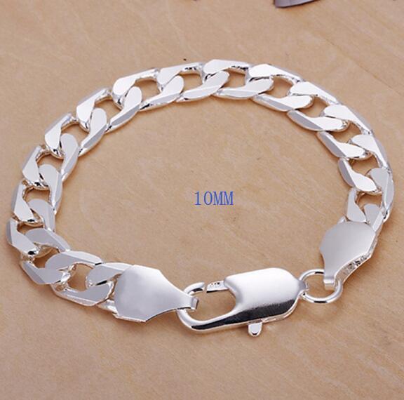 men women Chain LINK noble solid Silver  Bracelet