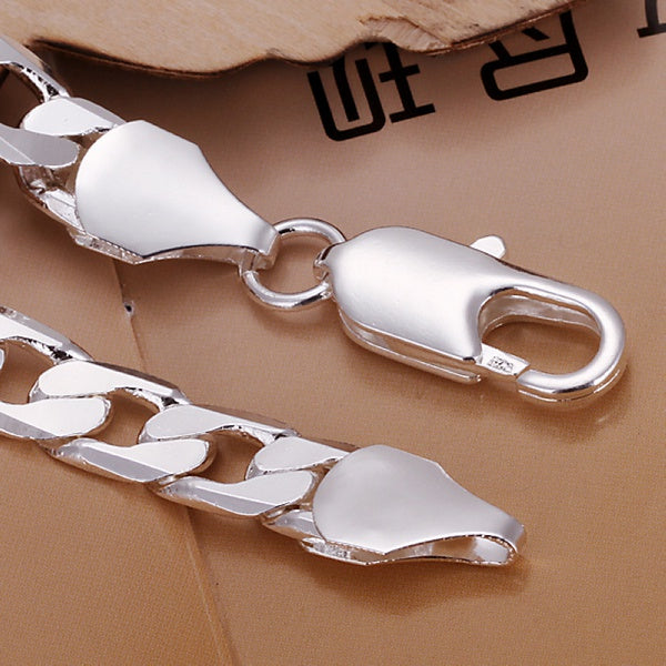 men women Chain LINK noble solid Silver  Bracelet