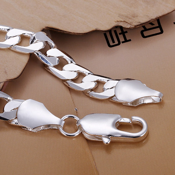 men women Chain LINK noble solid Silver  Bracelet