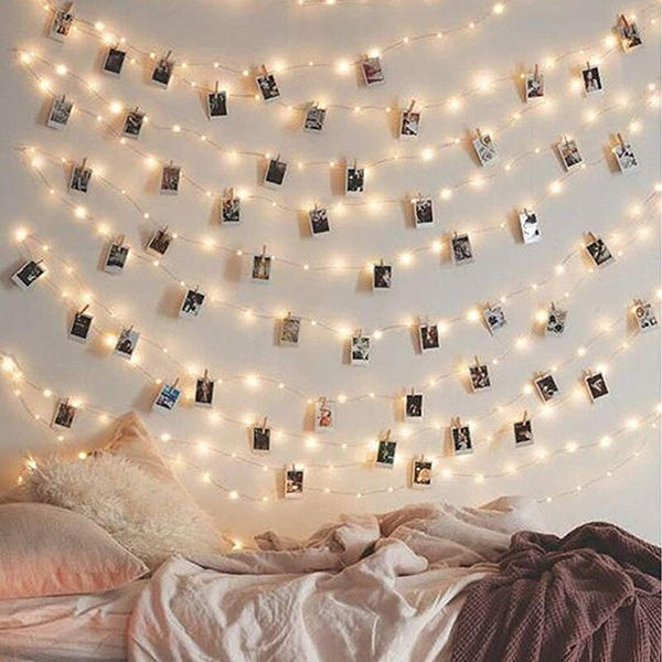 Clips para fotos con luces LED de cadena