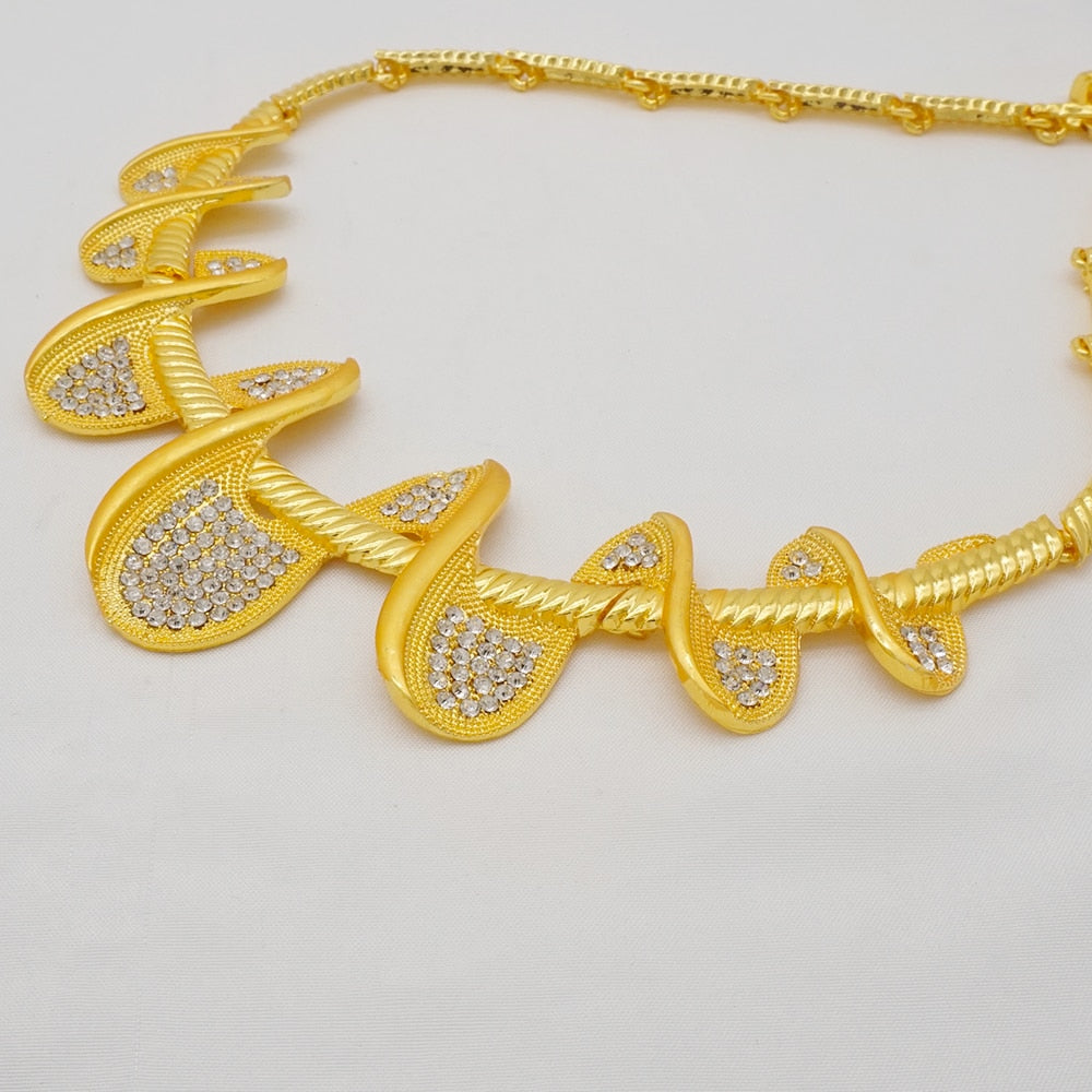 24K Jewelery Gold Necklace & Earring Set