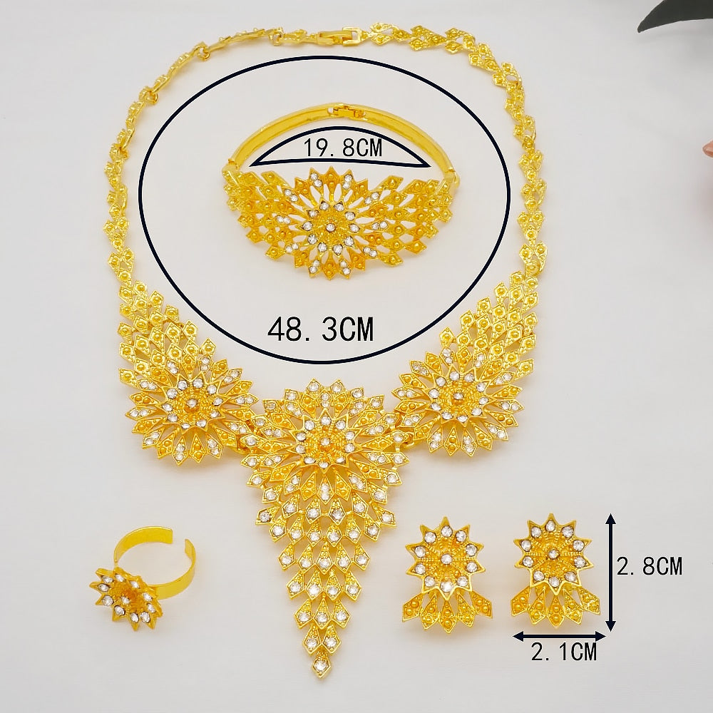 24K Jewelery Gold Necklace & Earring Set