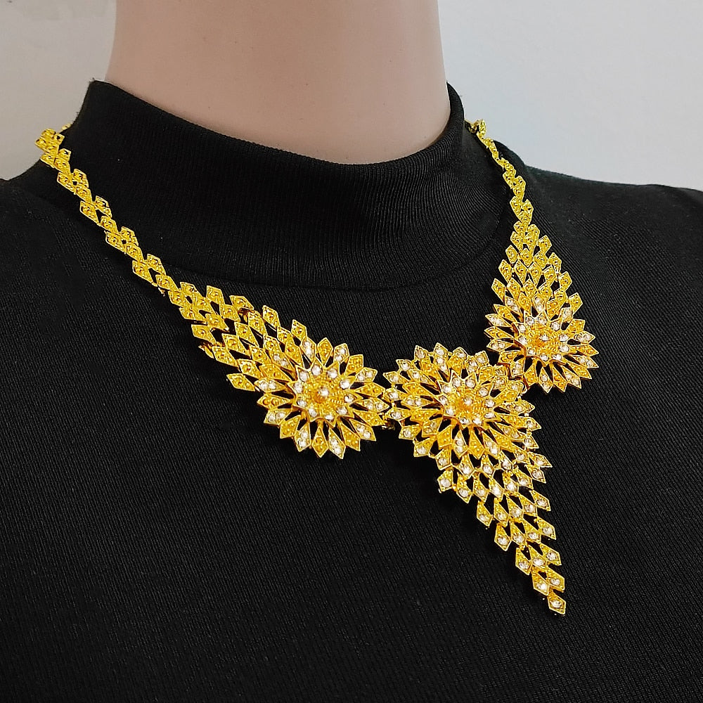 24K Jewelery Gold Necklace & Earring Set