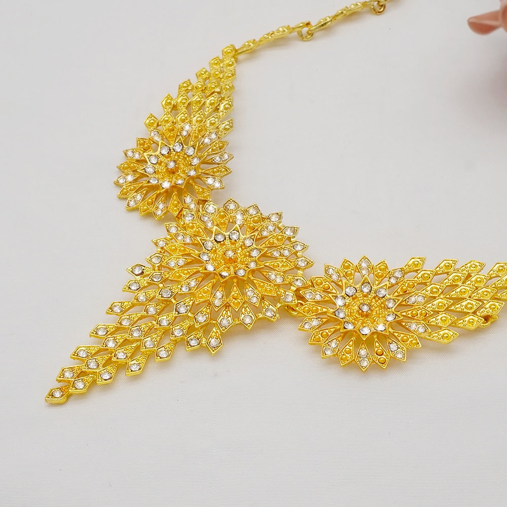 24K Jewelery Gold Necklace & Earring Set