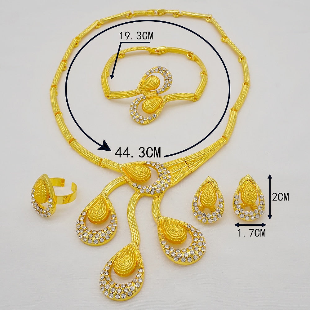 24K Jewelery Gold Necklace & Earring Set
