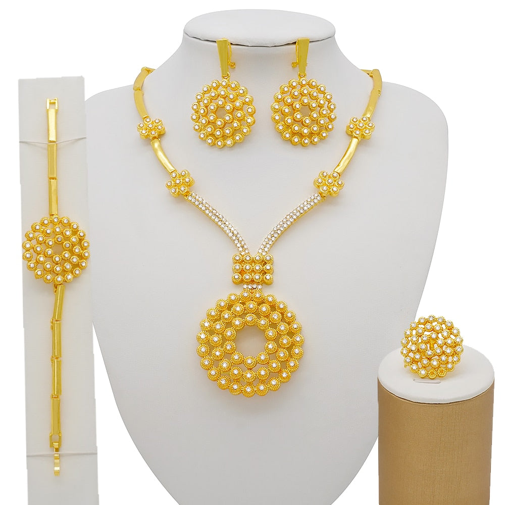 24K Jewelery Gold Necklace & Earring Set