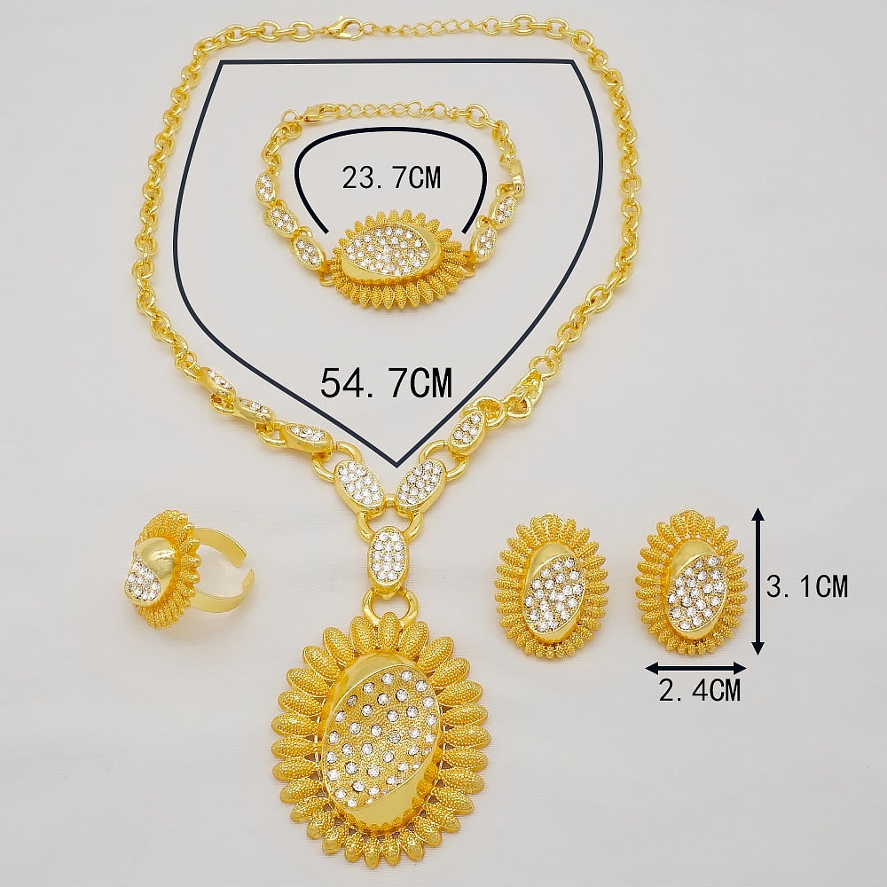 24K Jewelery Gold Necklace & Earring Set