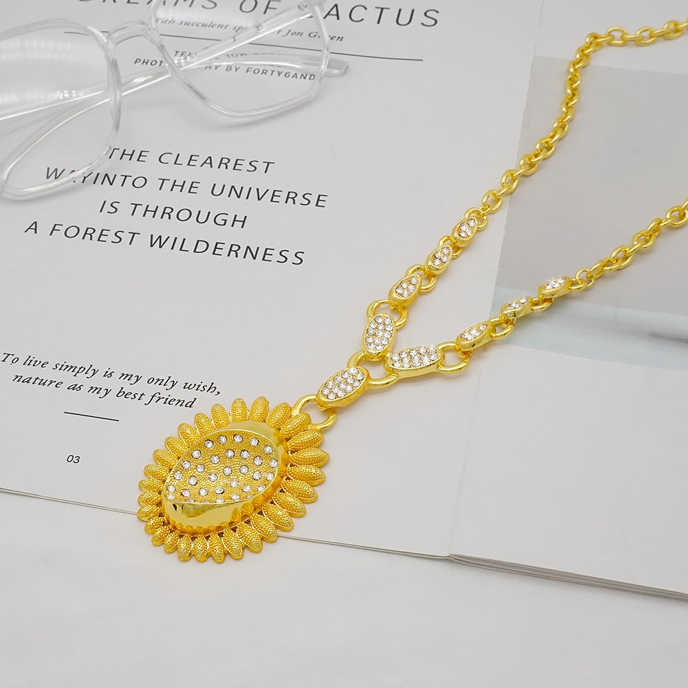 24K Jewelery Gold Necklace & Earring Set
