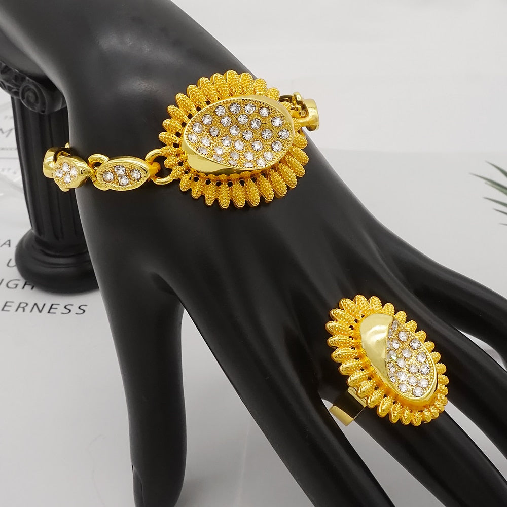 24K Jewelery Gold Necklace & Earring Set