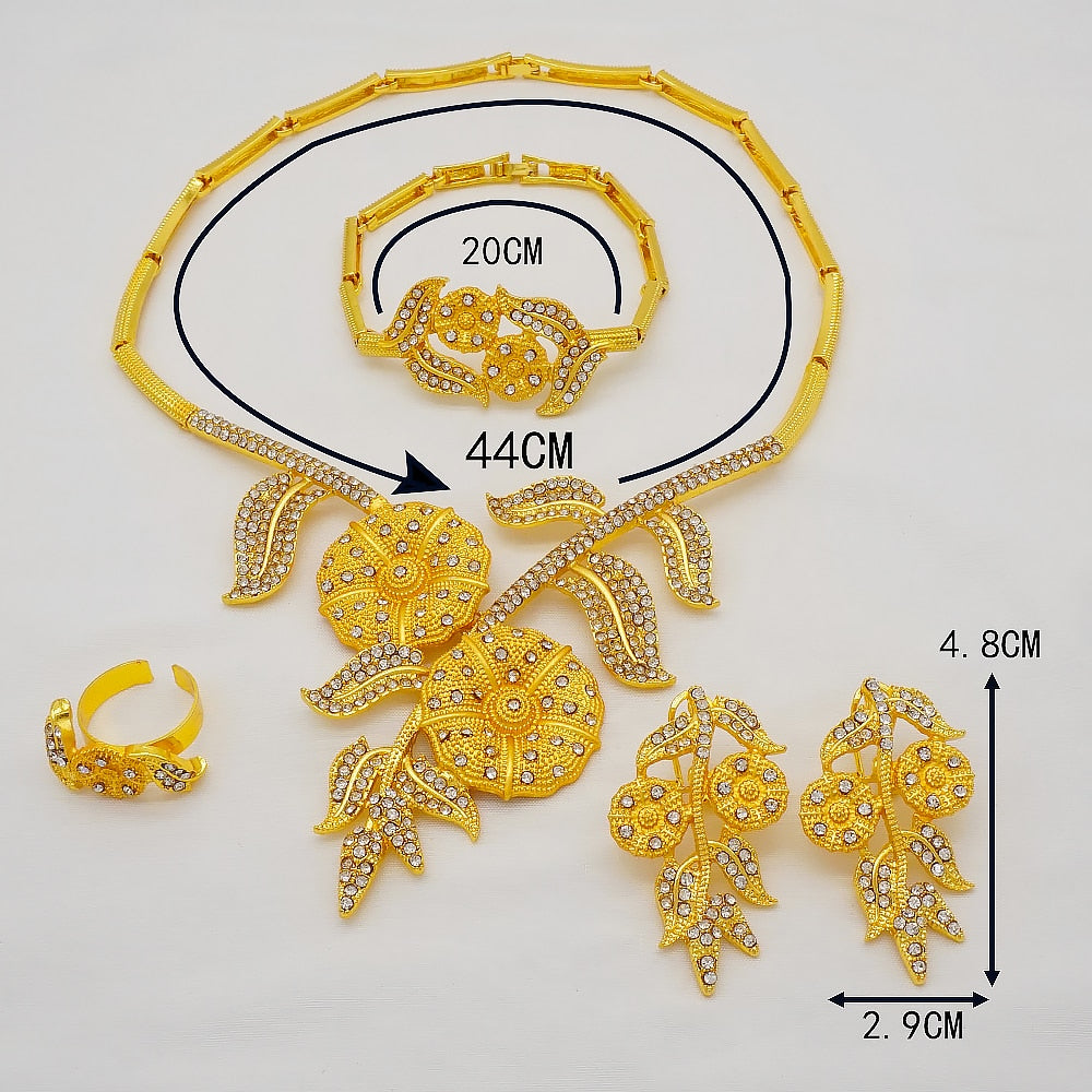 24K Jewelery Gold Necklace & Earring Set