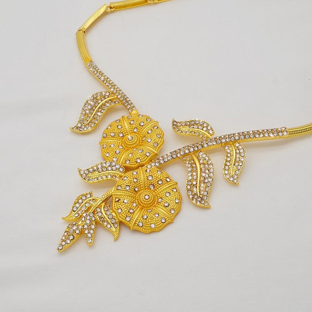 24K Jewelery Gold Necklace & Earring Set