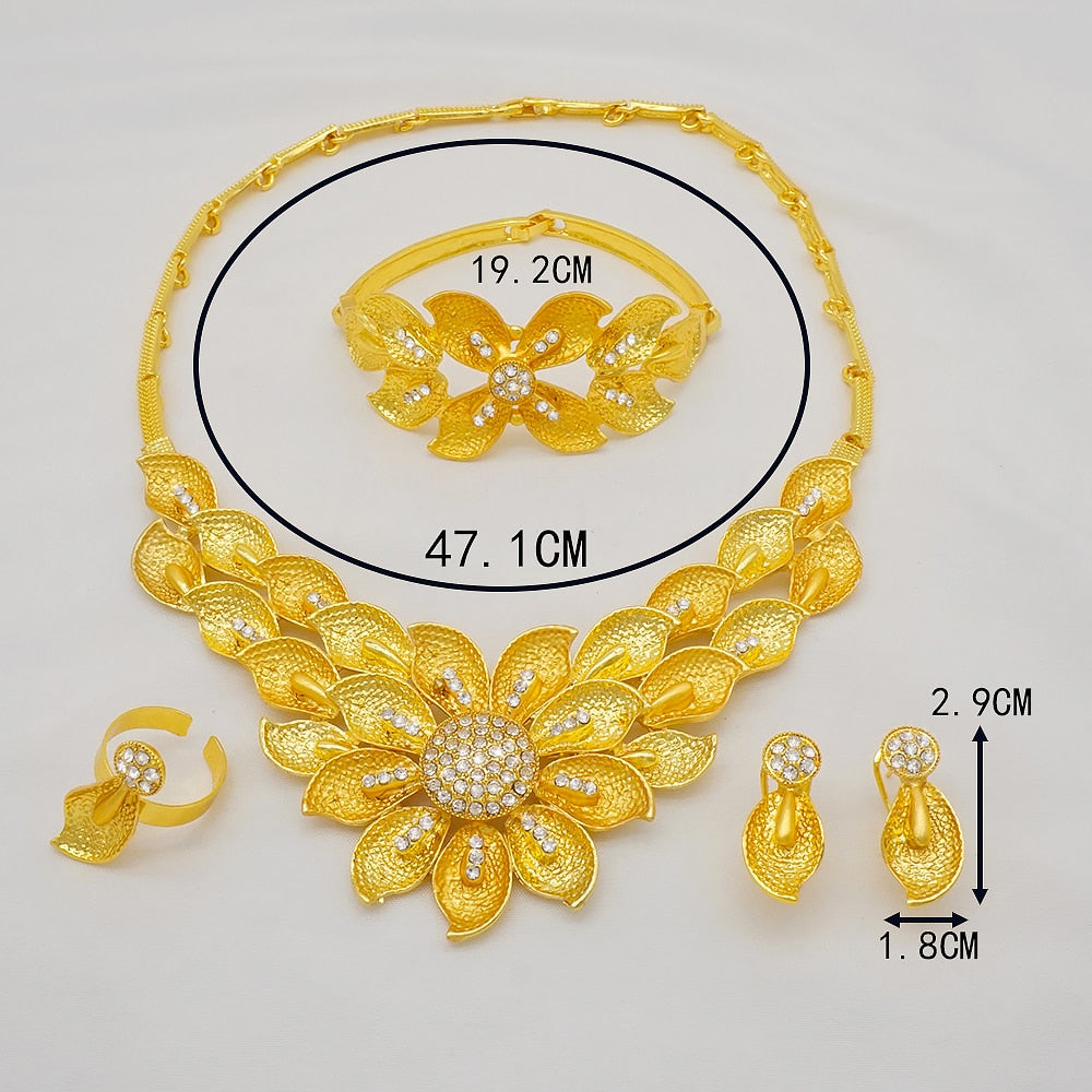 24K Jewelery Gold Necklace & Earring Set
