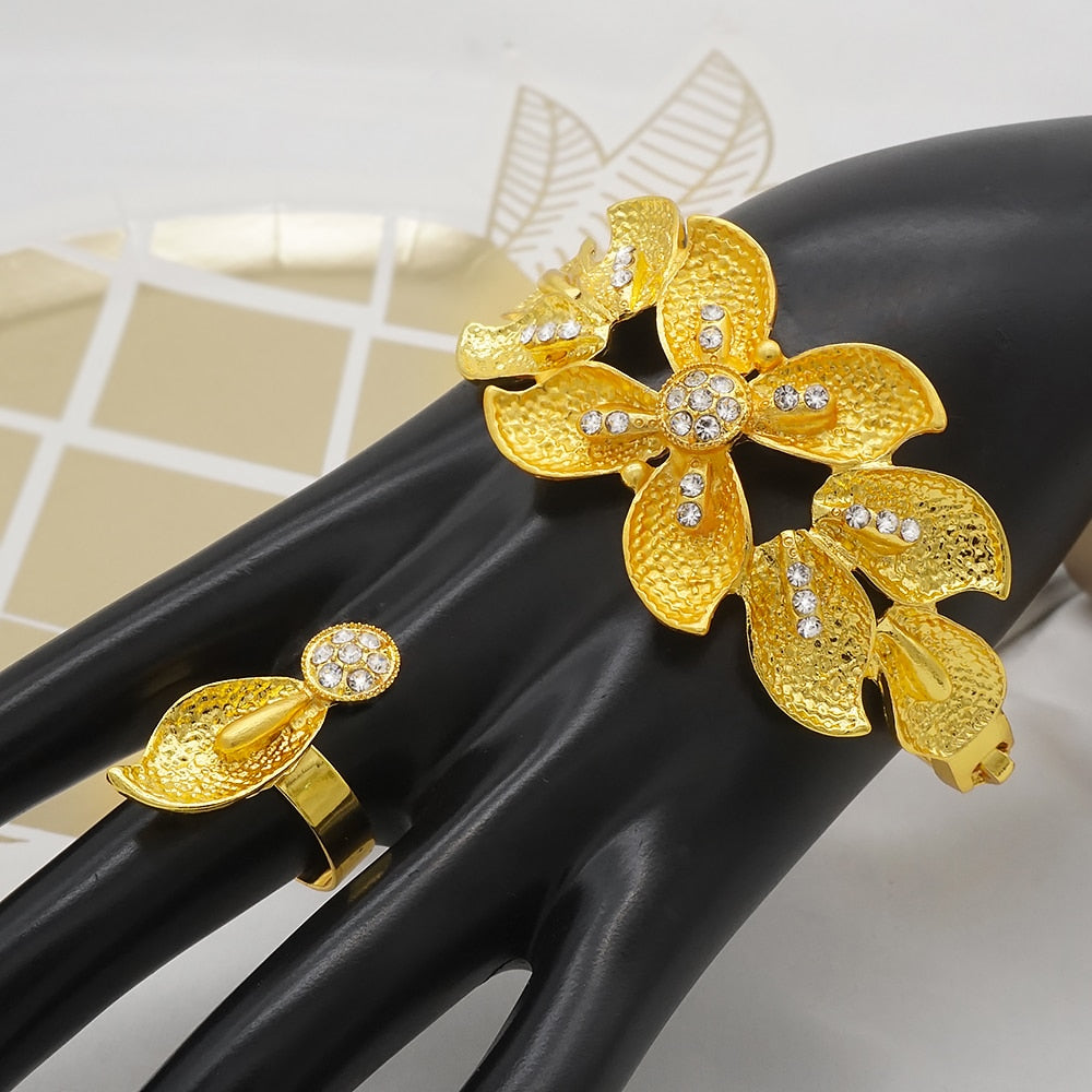 24K Jewelery Gold Necklace & Earring Set