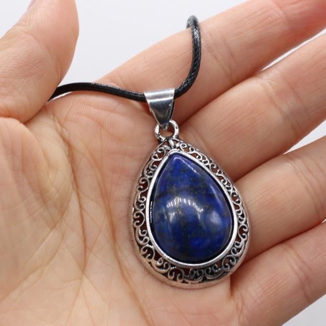 Natural Stone Necklace Water Drop Crystal Opal Necklace