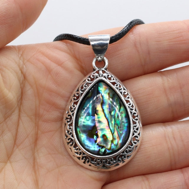 Natural Stone Necklace Water Drop Crystal Opal Necklace