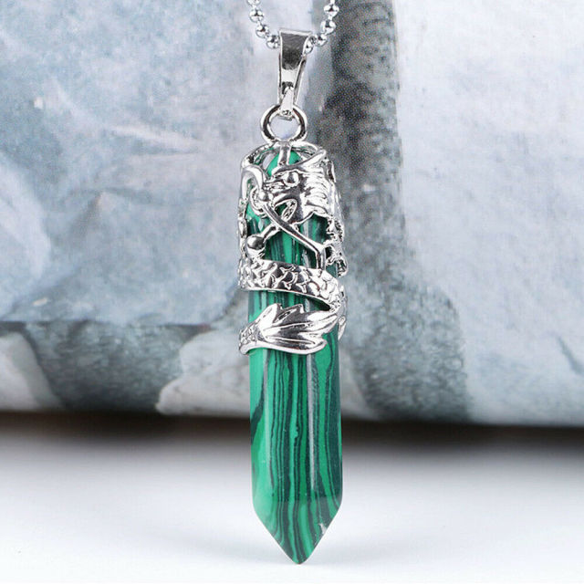 Natural Quartz Crystal Chakra Point Pendant Necklace