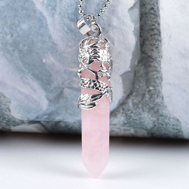 Natural Quartz Crystal Chakra Point Pendant Necklace