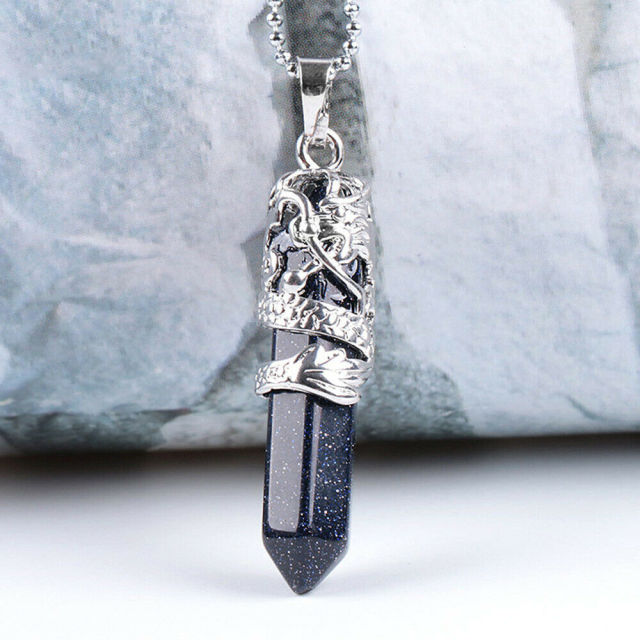 Natural Quartz Crystal Chakra Point Pendant Necklace