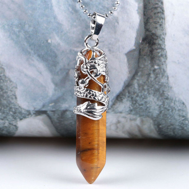 Natural Quartz Crystal Chakra Point Pendant Necklace