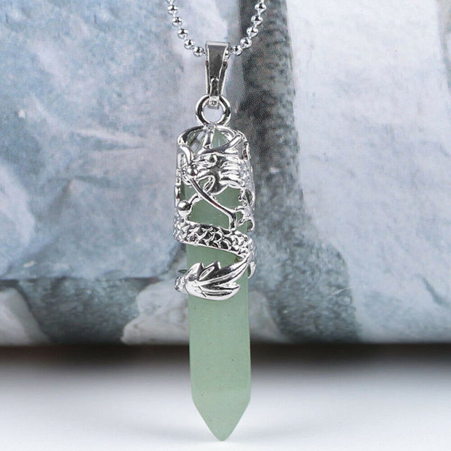 Natural Quartz Crystal Chakra Point Pendant Necklace