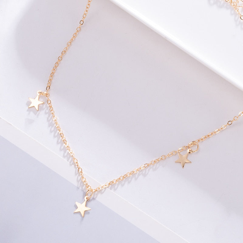 Women Multilayer Chain Crystal Moon Pendants