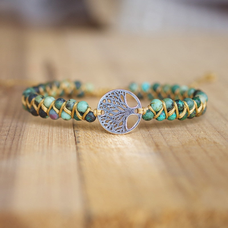 Natural Stone Boho Yoga Wrap Bracelet