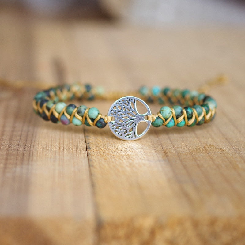 Natural Stone Boho Yoga Wrap Bracelet