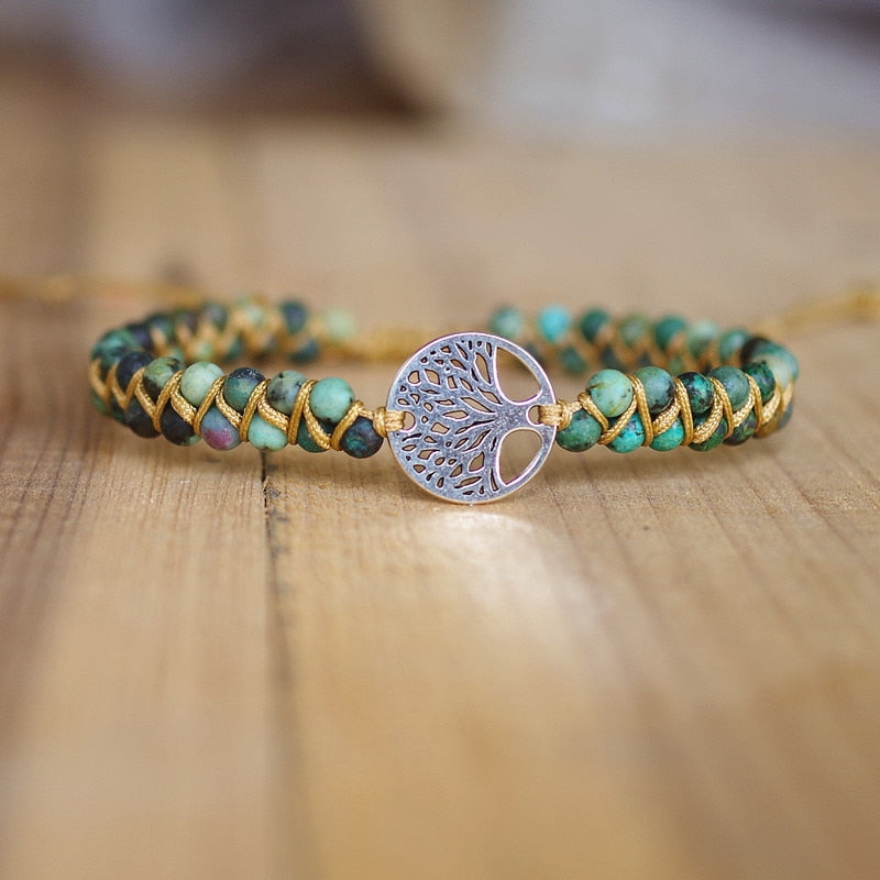 Natural Stone Boho Yoga Wrap Bracelet