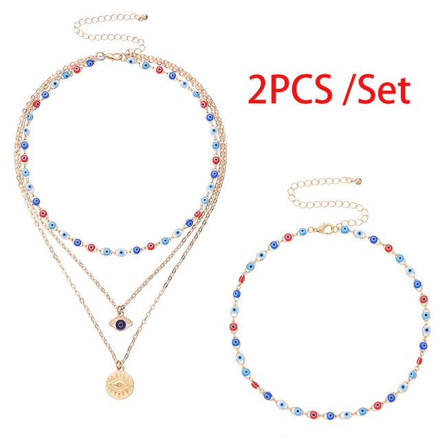 Fashion Turkish Evil Eyes Multilayer Necklaces