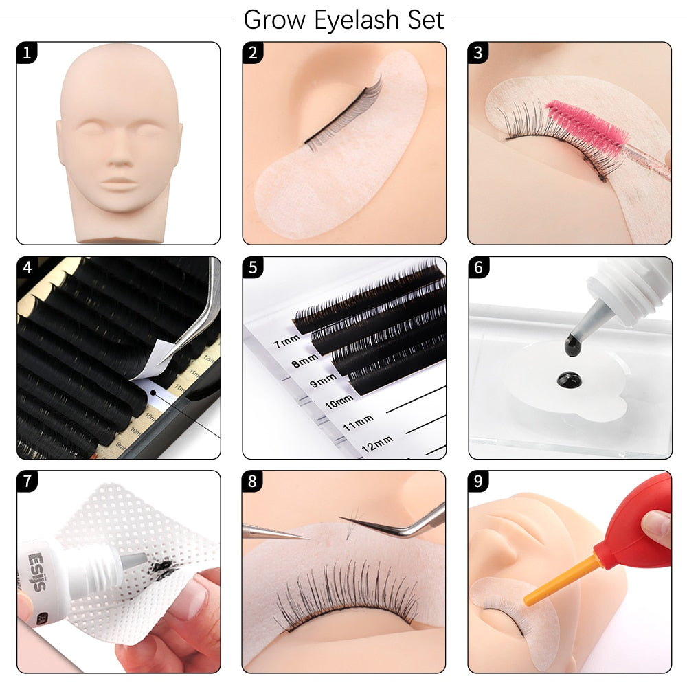 20 in 1False Eyelash Extension Training Kit With Practice Model Head