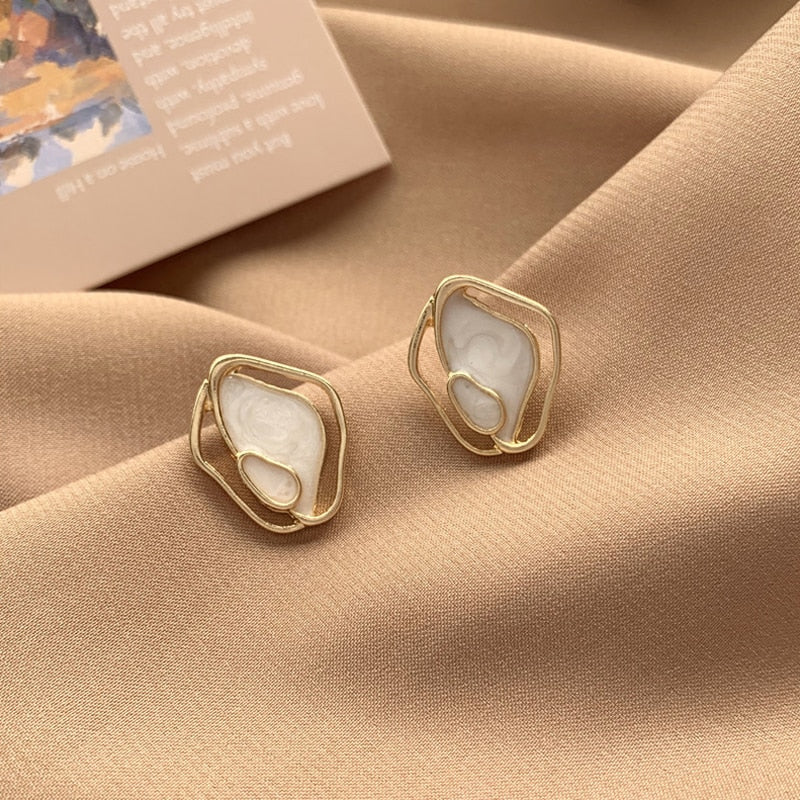 Fashion Shell Acetate Geometric Irregular Enamel Stud Earrings