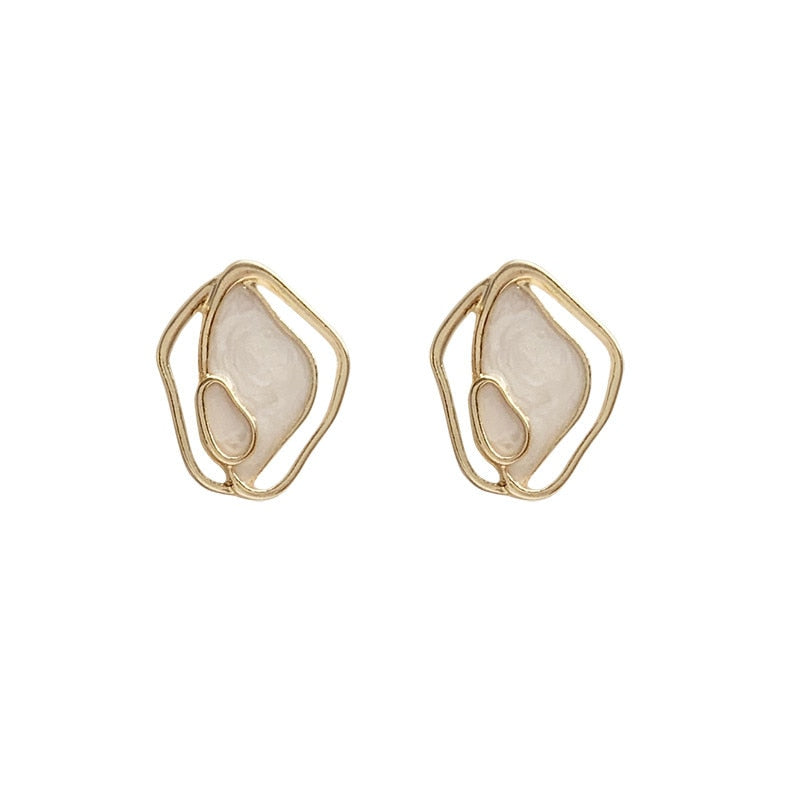 Fashion Shell Acetate Geometric Irregular Enamel Stud Earrings