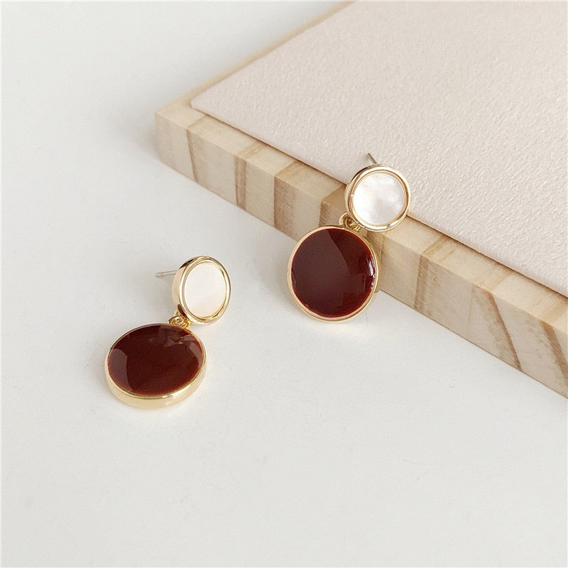 Vintage Red Green Enamel Water Drop Earrings
